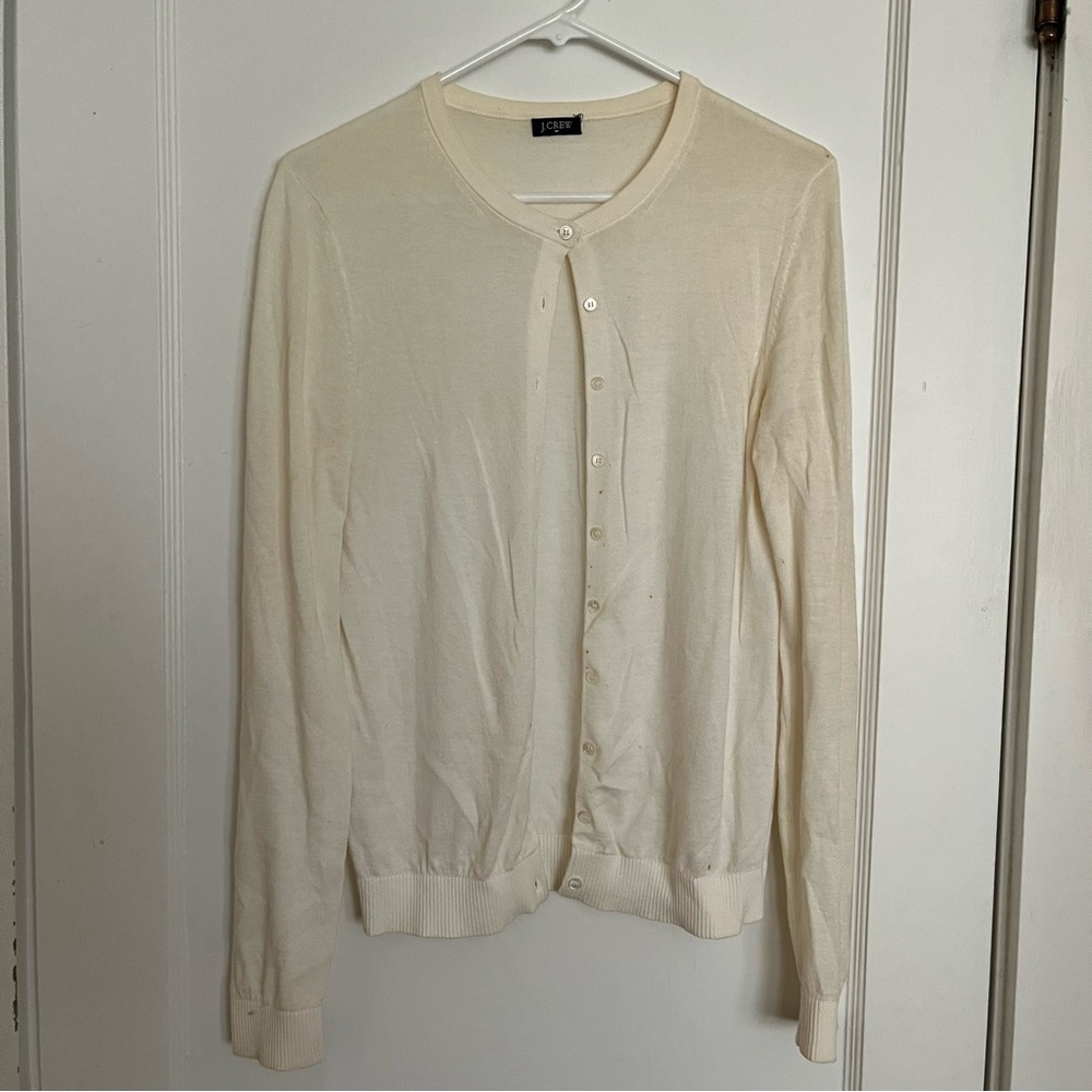 J. Crew Women's Ivory Button-Up Cardigan